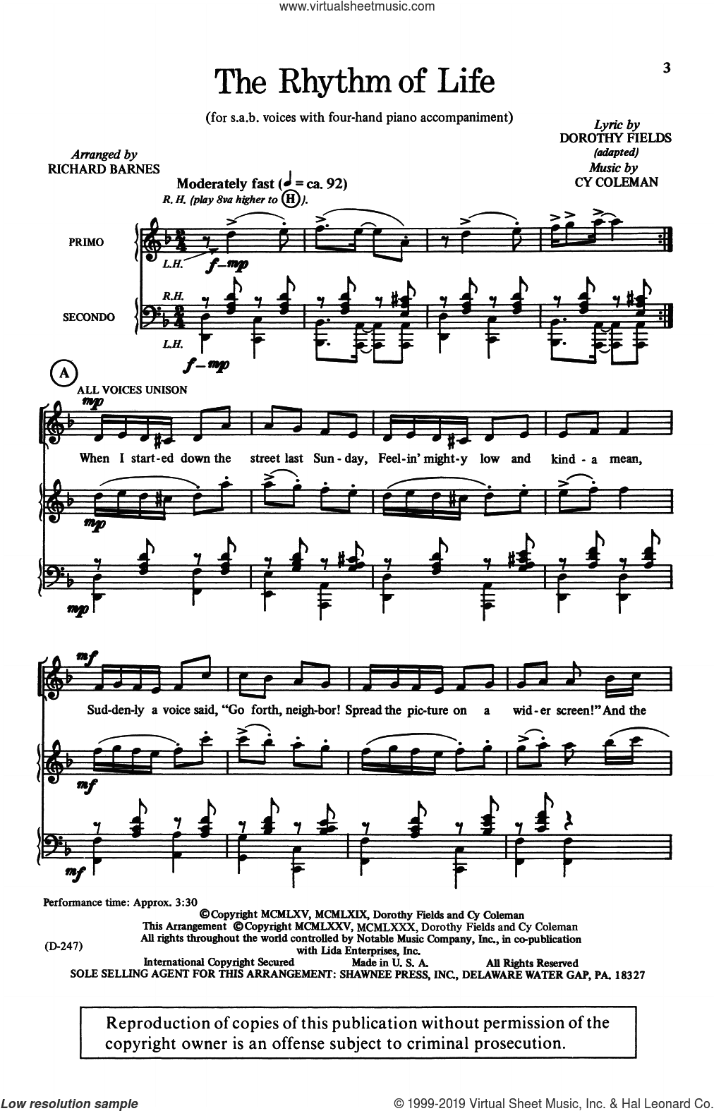 The Rhythm Of Life (from Sweet Charity) (arr. Richard Barnes)