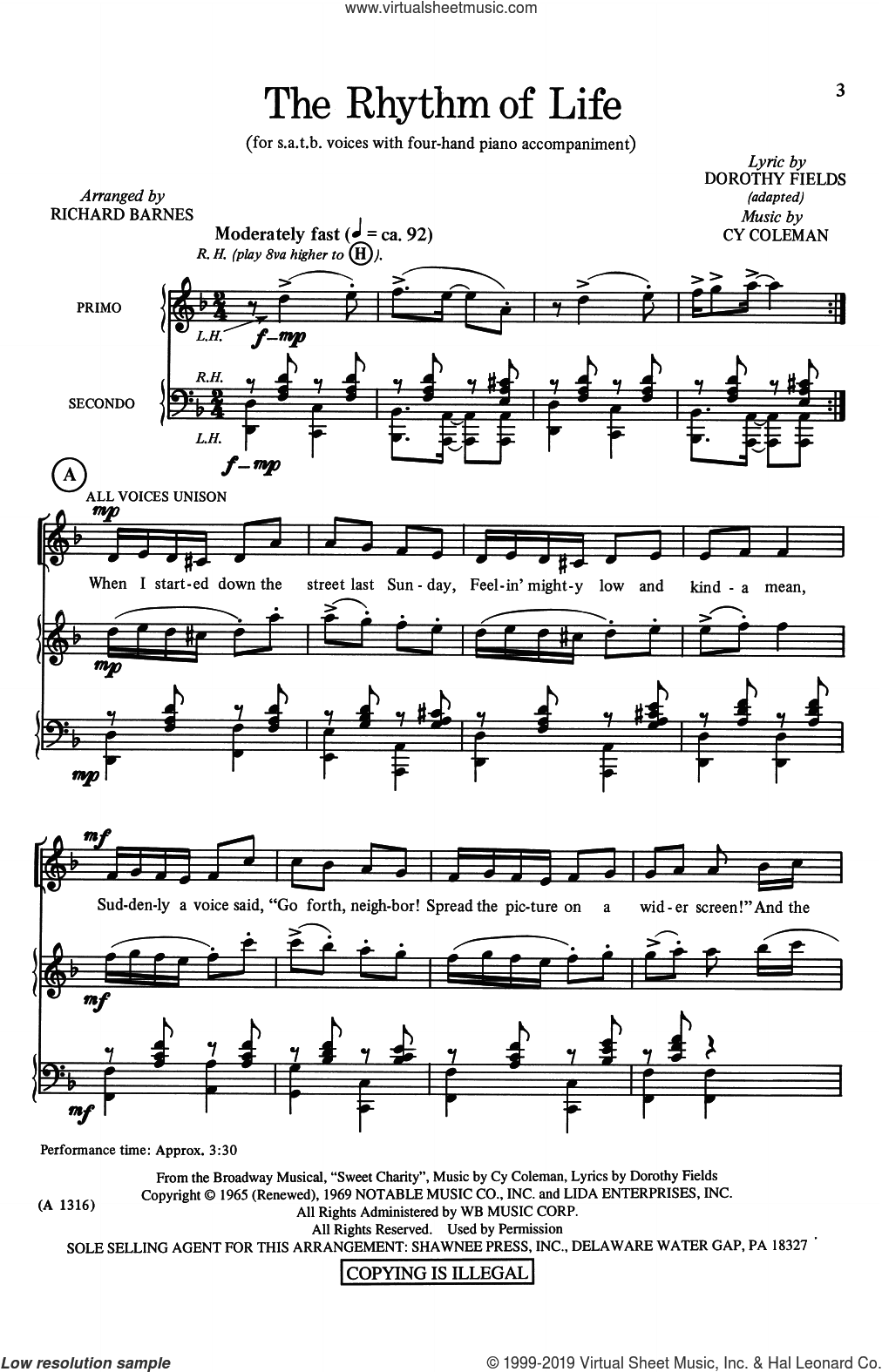 The Rhythm Of Life (from Sweet Charity) (arr. Richard Barnes)