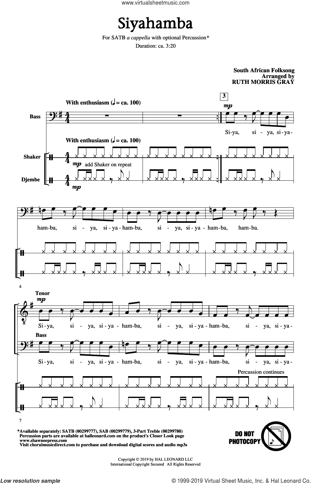 Siyahamba (arr. Ruth Morris Gray)