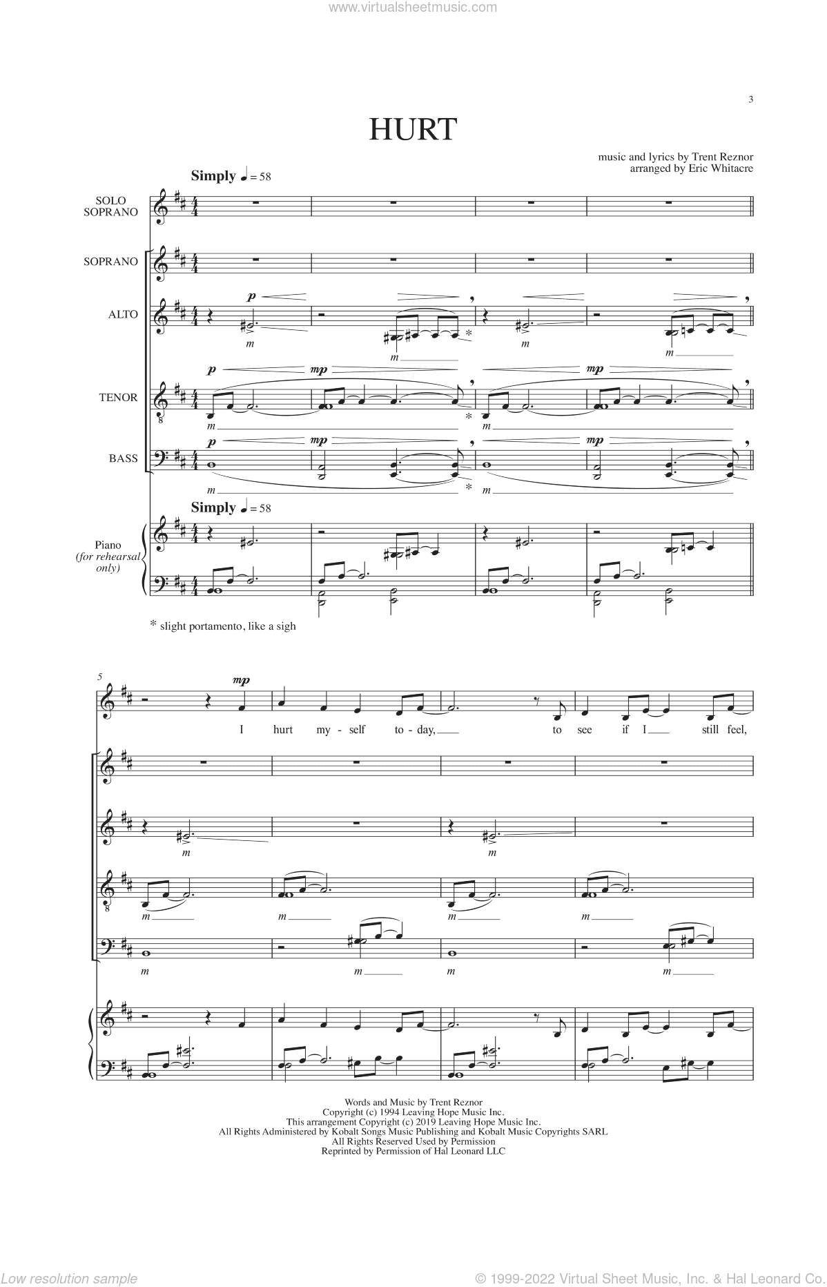 Hurt (arr. Eric Whitacre)