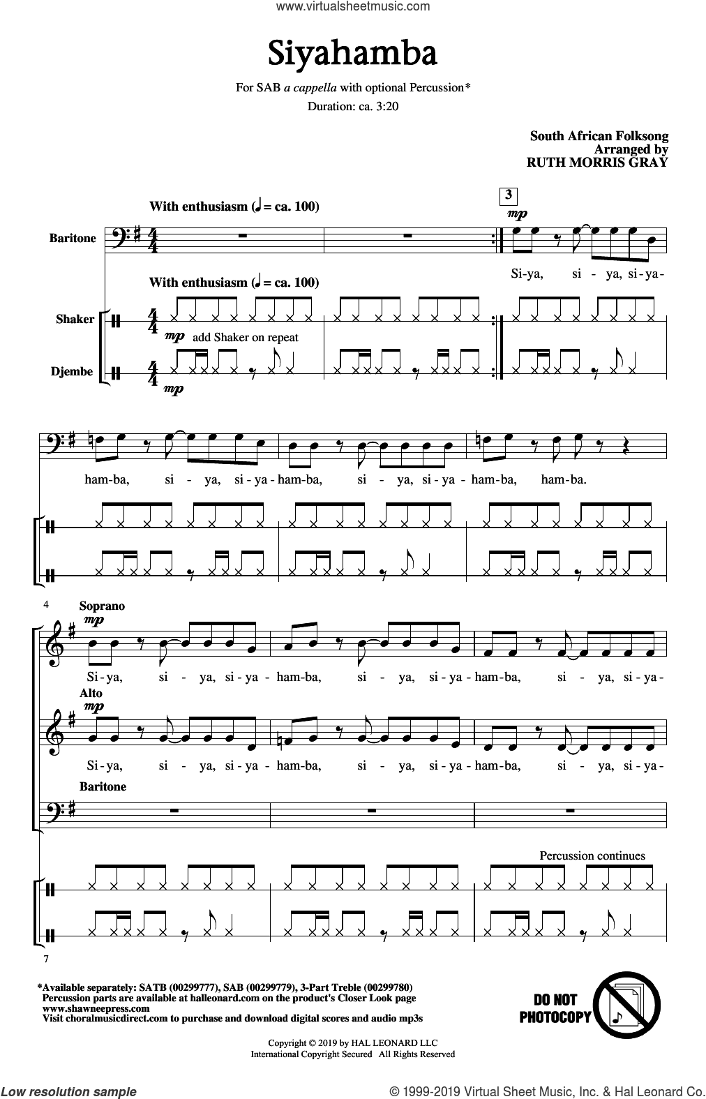 Siyahamba (arr. Ruth Morris Gray)