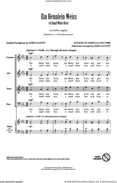 Ein Hennlein Weiss (arr. John Leavitt)