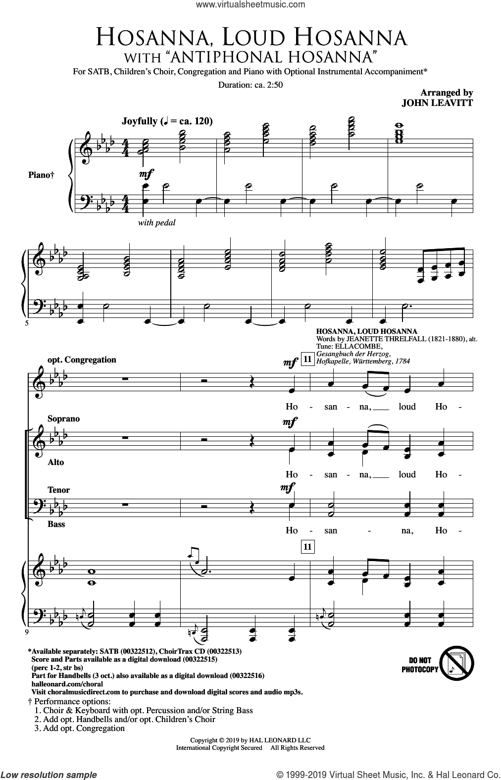 Hosanna, Loud Hosanna (with "Antiphonal Hosanna")