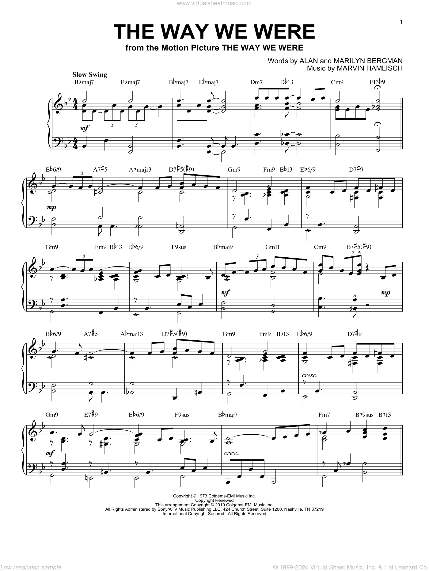 The Way We Were [Jazz version]