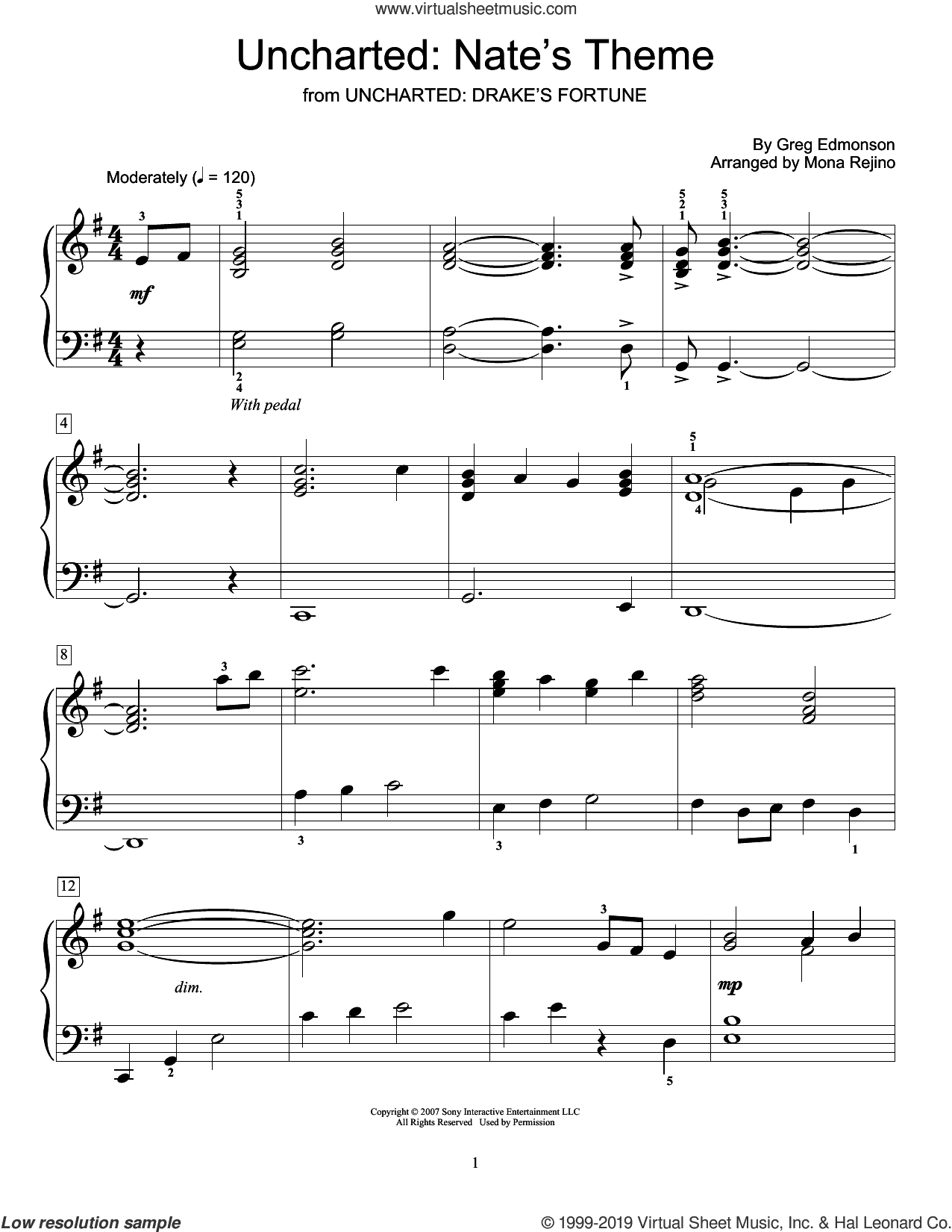 Uncharted: Nate's Theme (from Uncharted: Drake's Fortune) (arr. Mona Rejino)