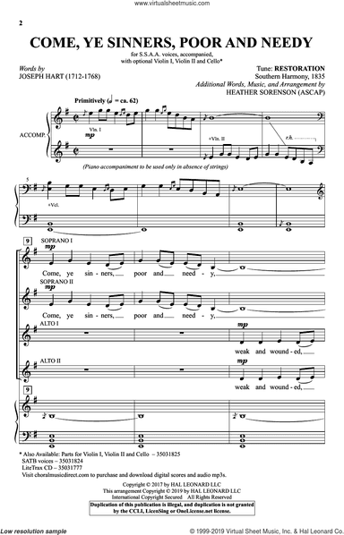Come, Ye Sinners, Poor And Needy (arr. Heather Sorenson)