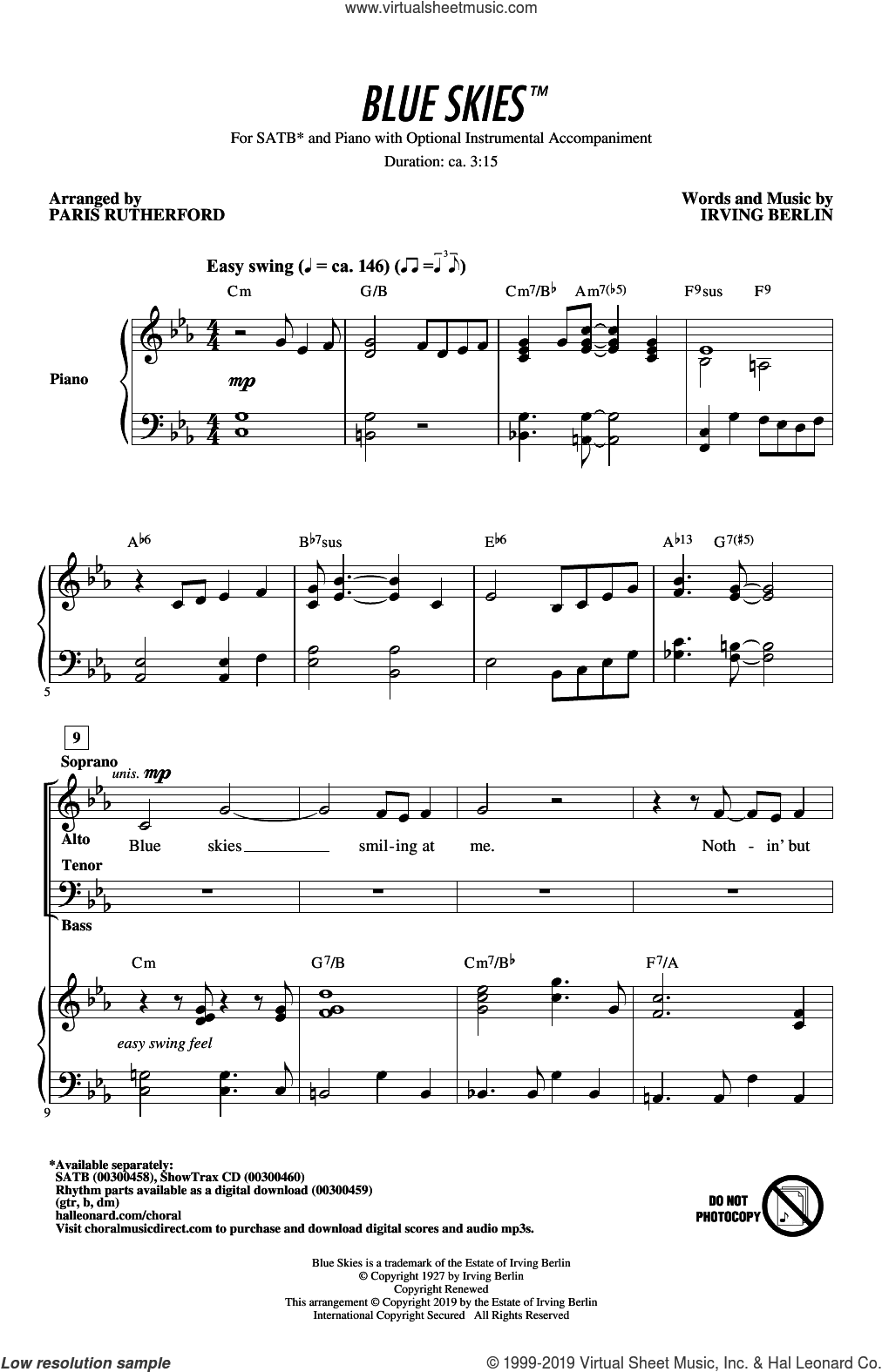 Blue Skies (arr. Paris Rutherford)