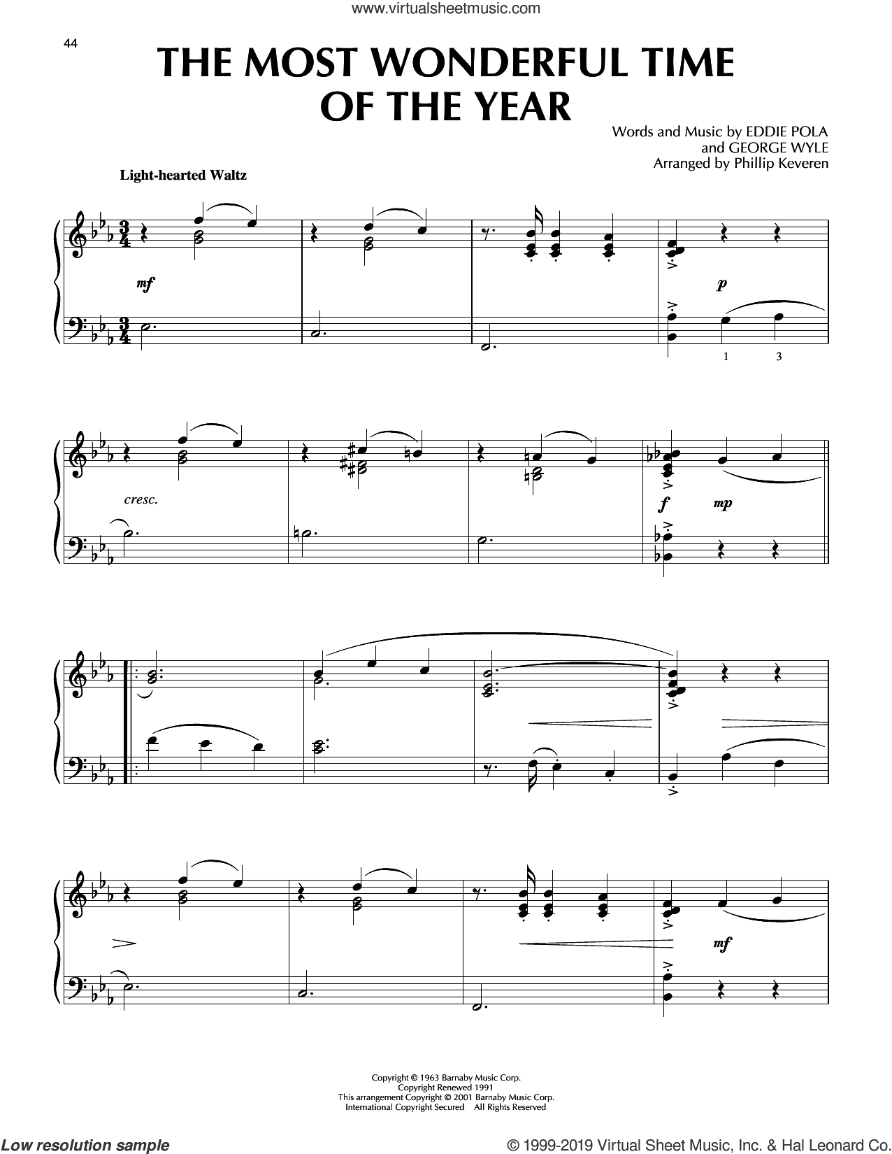 The Most Wonderful Time Of The Year [Jazz version] (arr. Phillip Keveren)