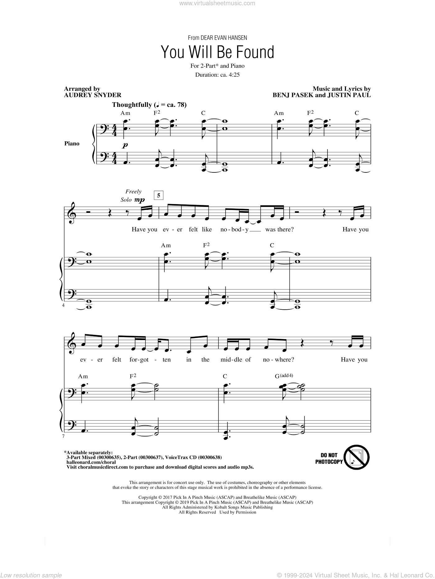 You Will Be Found (from Dear Evan Hansen) (arr. Audrey Snyder)