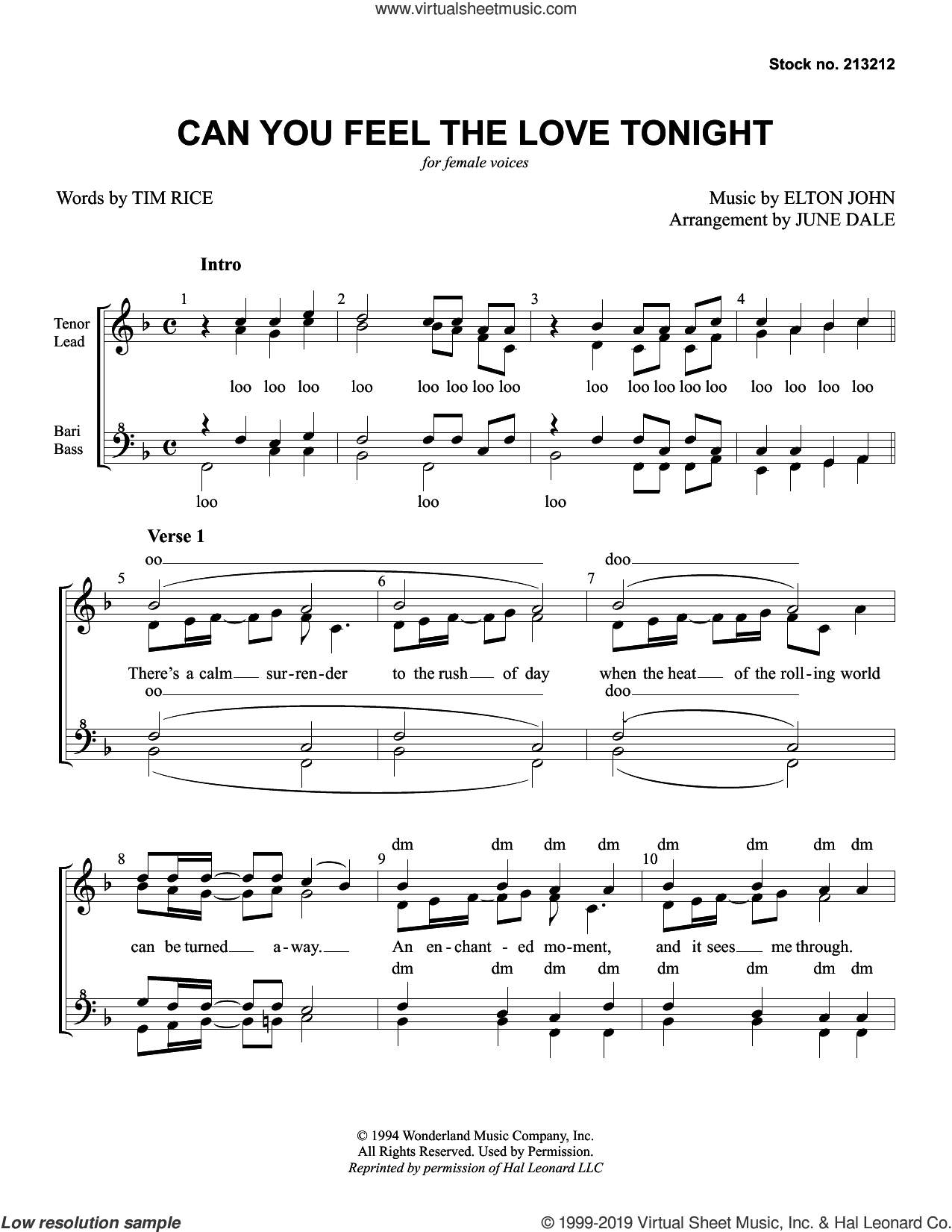 Can You Feel The Love Tonight? (from The Lion King) (arr. June Dale)