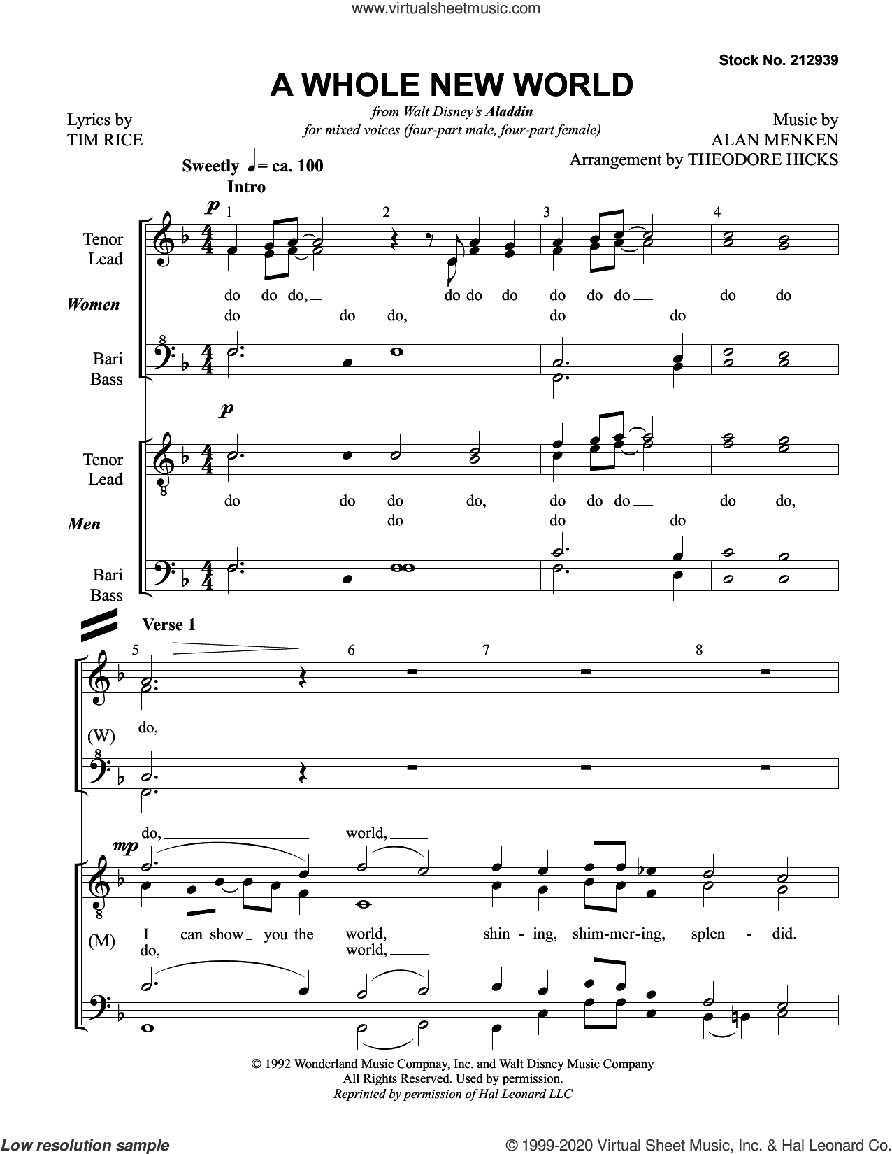 A Whole New World (from Aladdin) (arr. Theo Hicks)