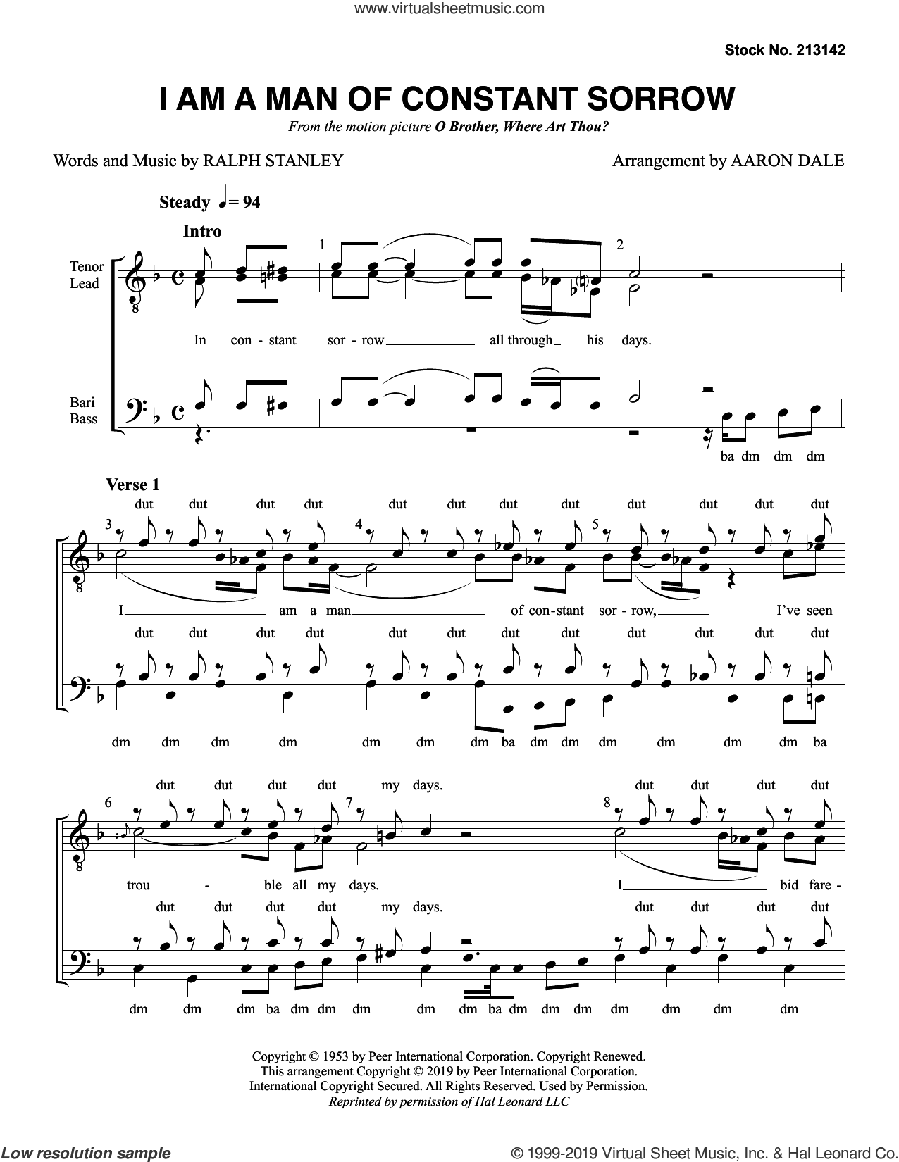 I Am A Man Of Constant Sorrow (arr. Aaron Dale)