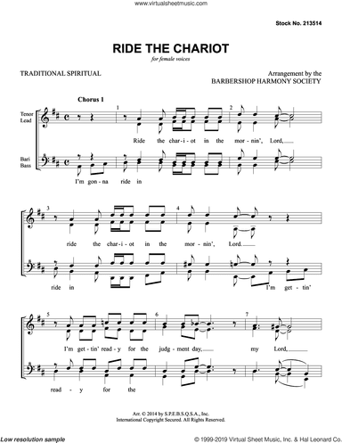 Ride The Chariot (arr. Barbershop Harmony Society)