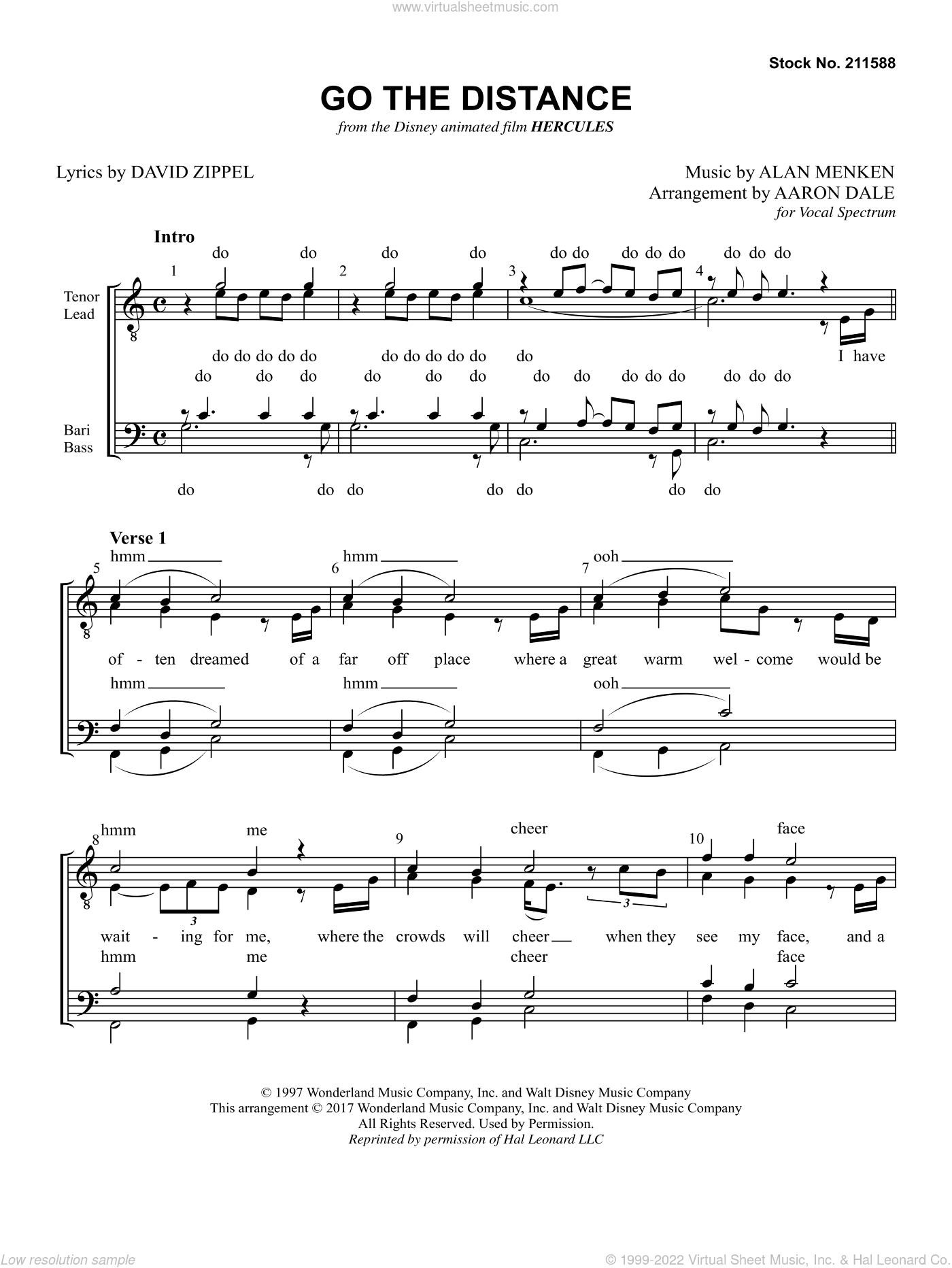 Go The Distance (from Hercules) (arr. Aaron Dale)