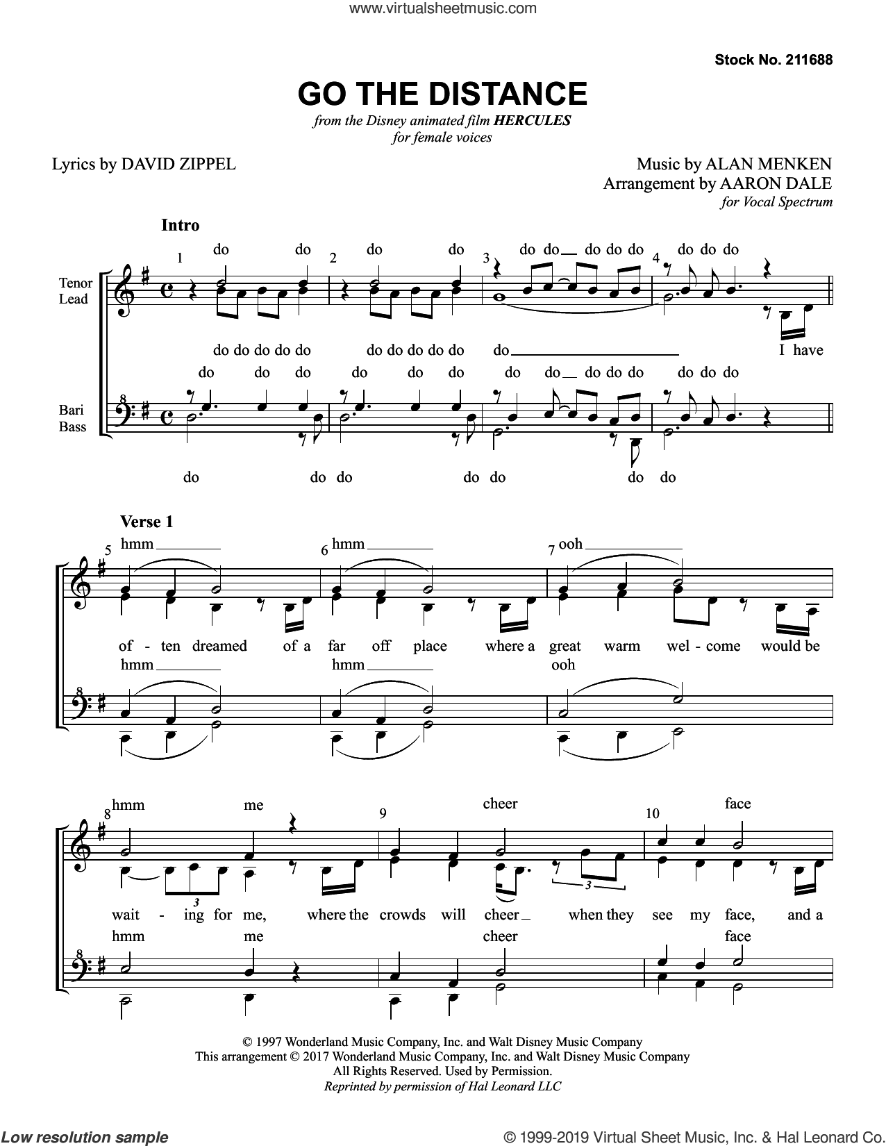 Go The Distance (from Hercules) (arr. Aaron Dale)