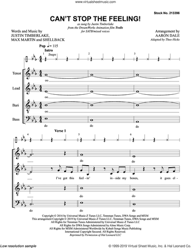 Can't Stop The Feeling! (from Trolls) (arr. Aaron Dale)