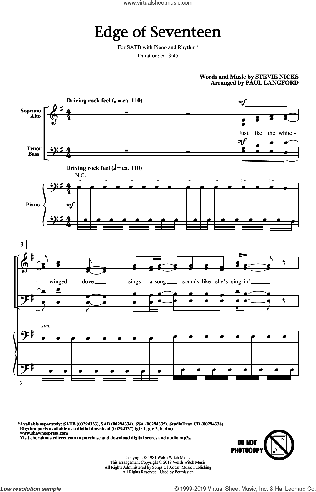 Edge Of Seventeen (arr. Paul Langford)