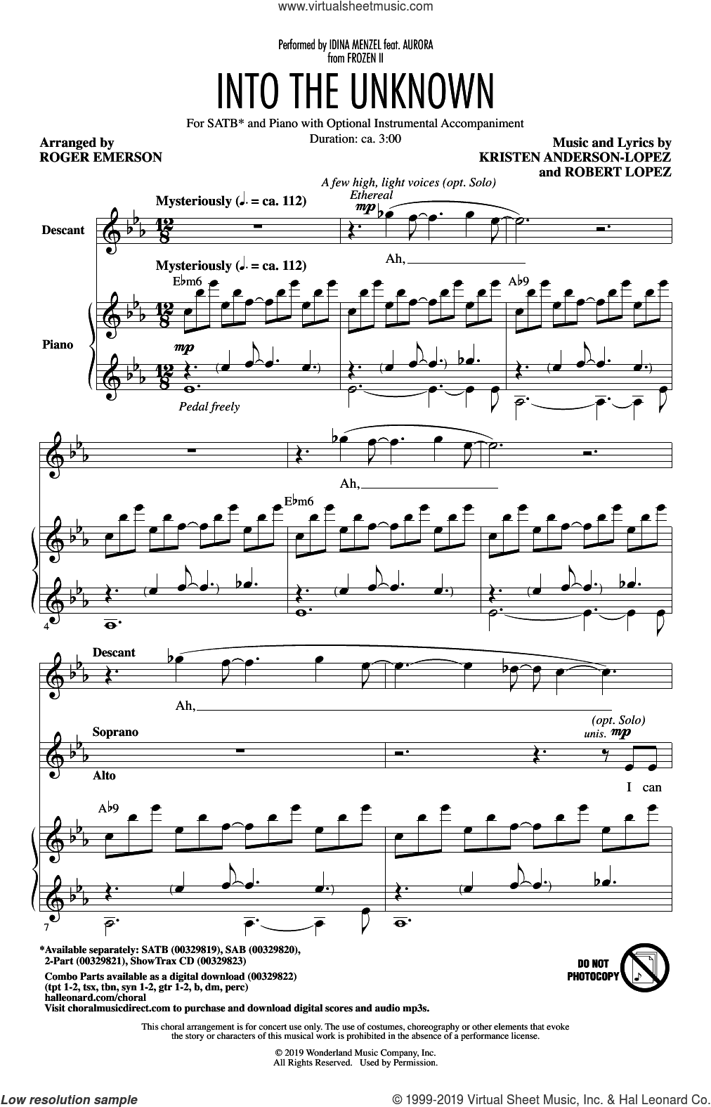 Into The Unknown (from Disney's Frozen 2) (arr. Roger Emerson)