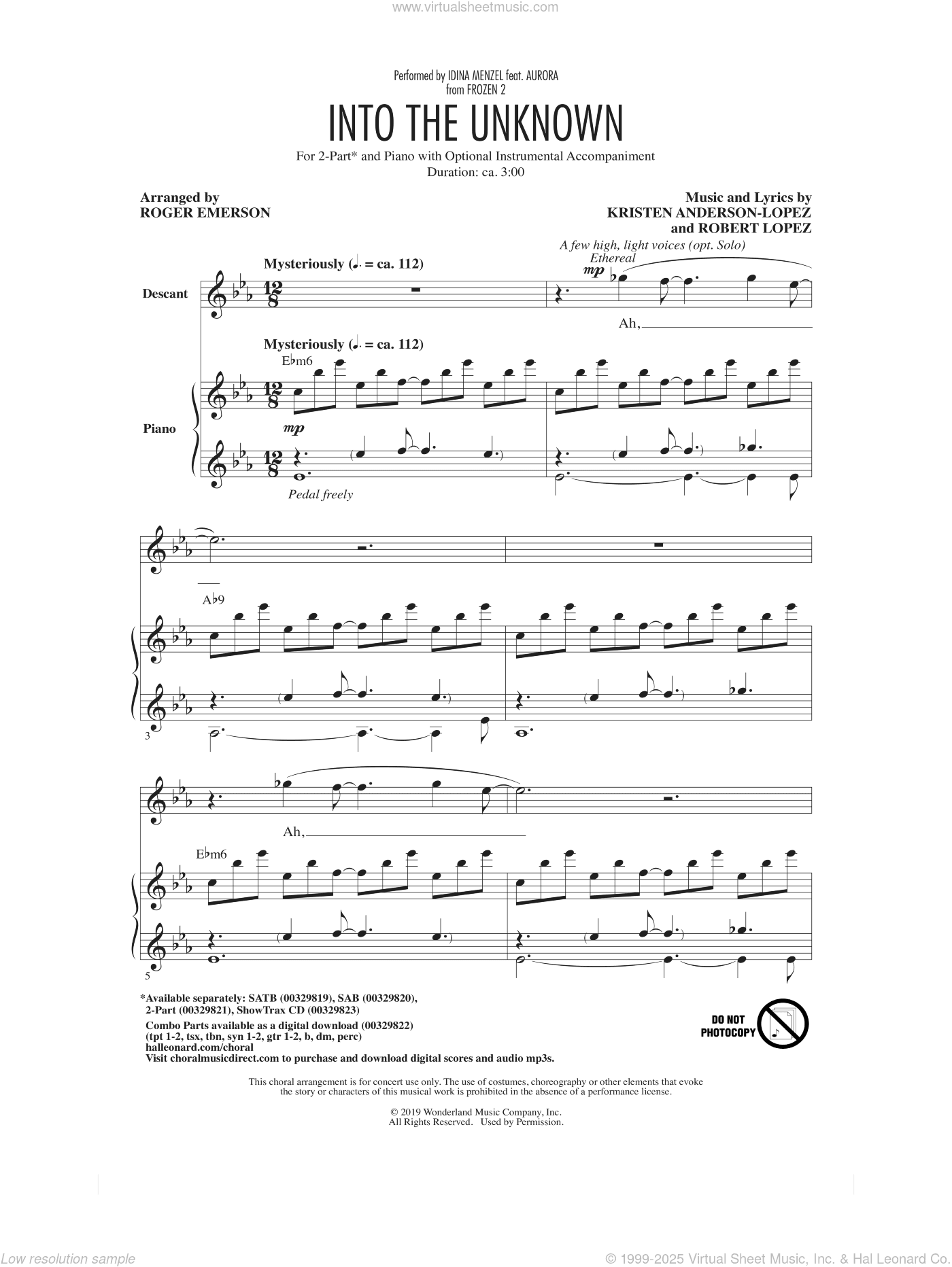 Into The Unknown (from Disney's Frozen 2) (arr. Roger Emerson)