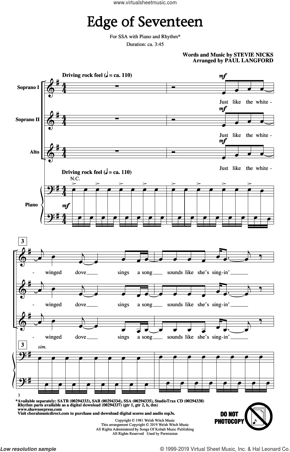 Edge Of Seventeen (arr. Paul Langford)