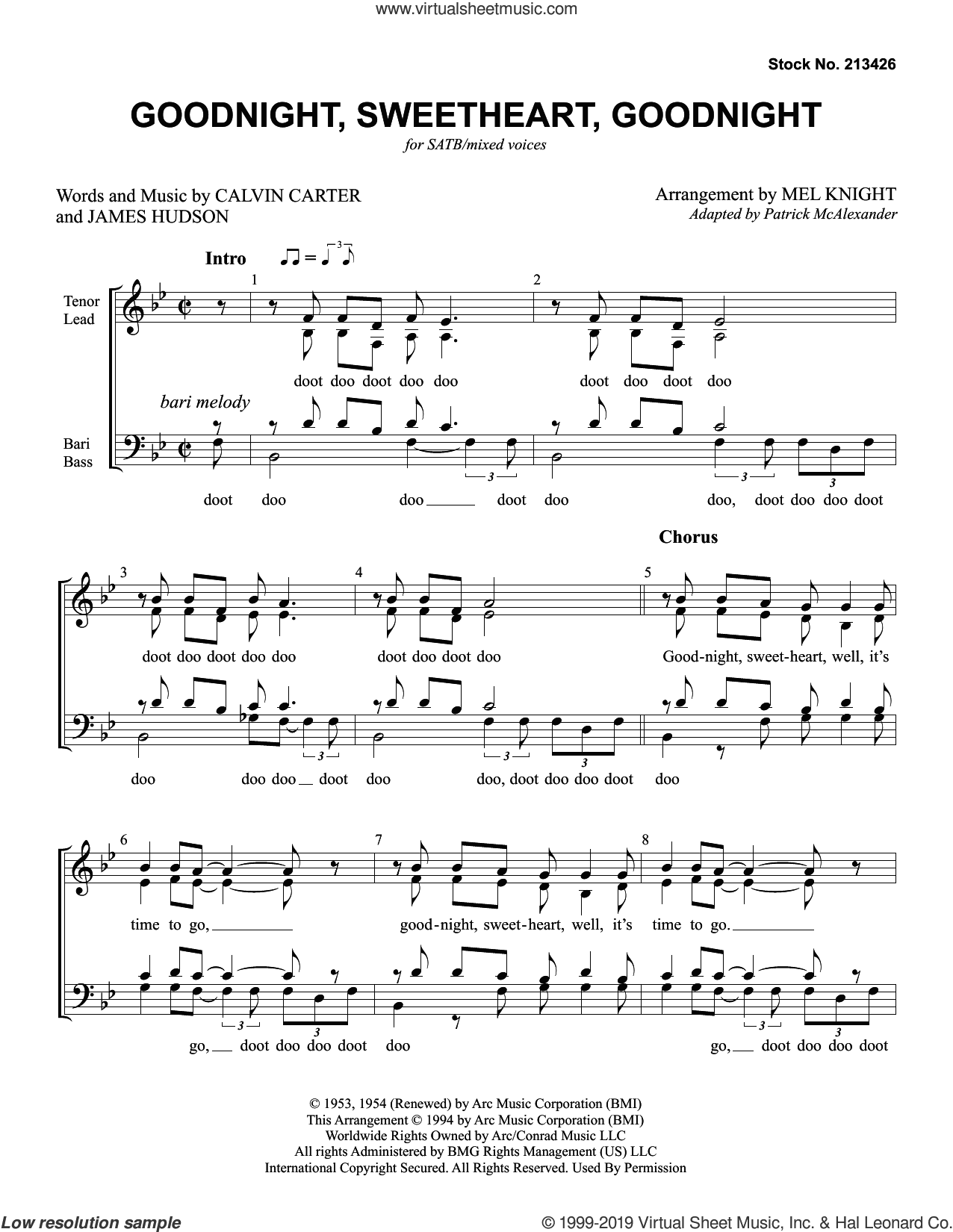 Goodnight, Sweetheart, Goodnight (arr. Mel Knight)