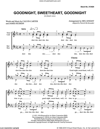 Goodnight, Sweetheart, Goodnight (arr. Mel Knight)