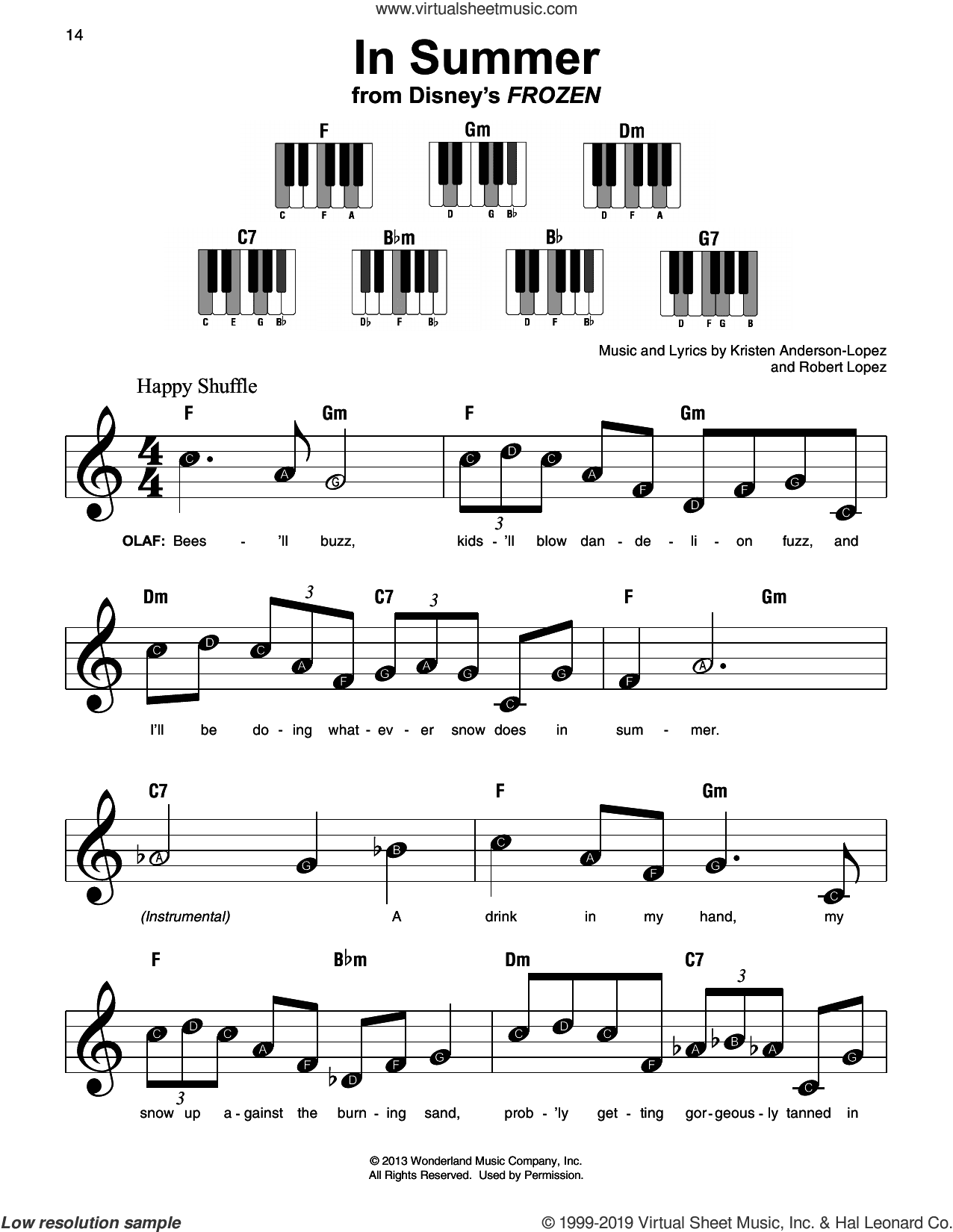 In Summer (from Frozen), (beginner) (from Frozen)