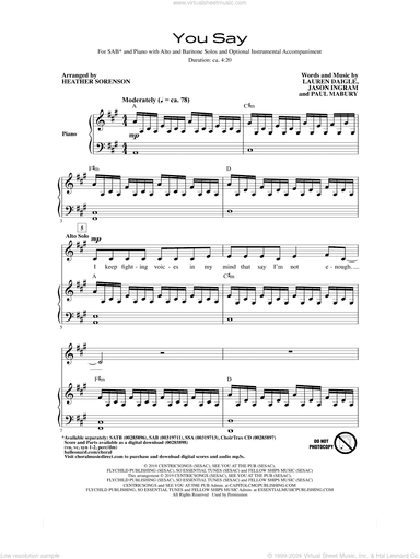 You Say (arr. Heather Sorenson)
