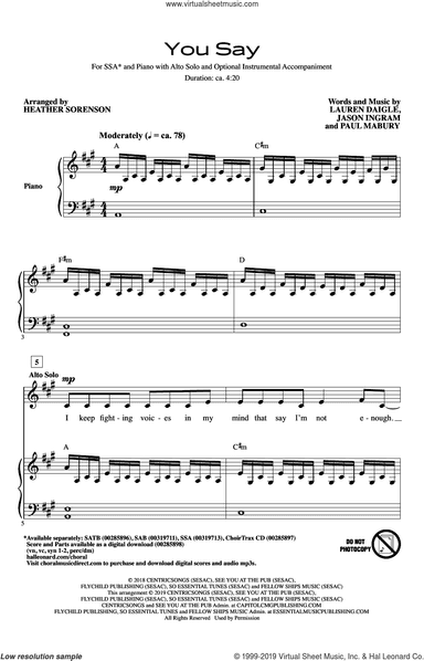 You Say (arr. Heather Sorenson)