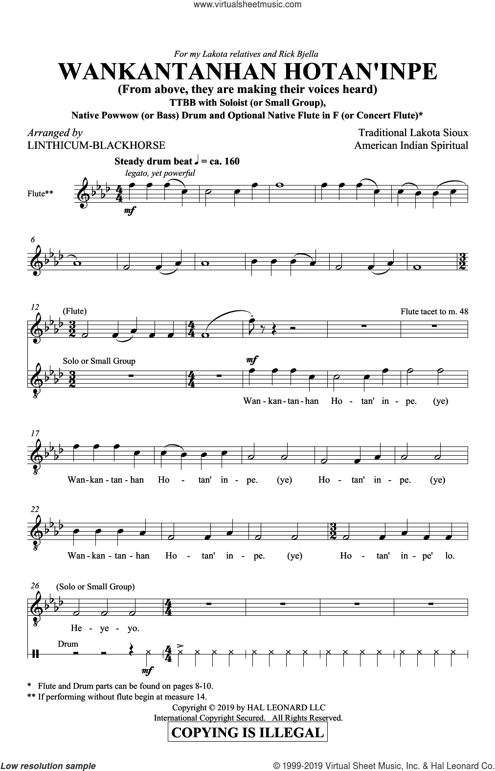 Wankantanhan Hotan'inpe (From above, they are making their voices heard) (arr. Linthicum-Blackhorse)