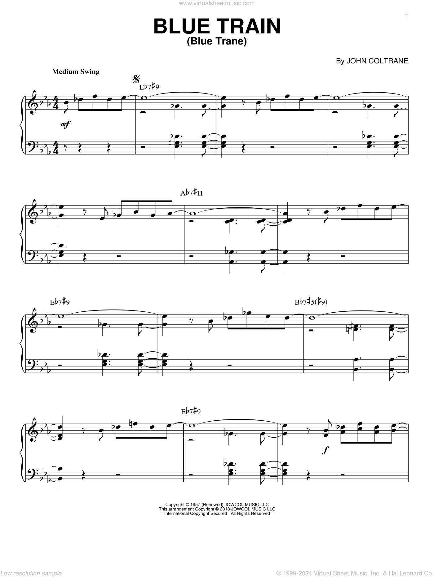 Blue Train (Blue Trane) (arr. Brent Edstrom)