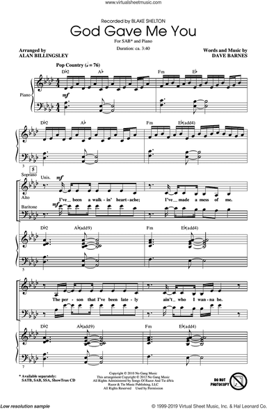 God Gave Me You (arr. Alan Billingsley)
