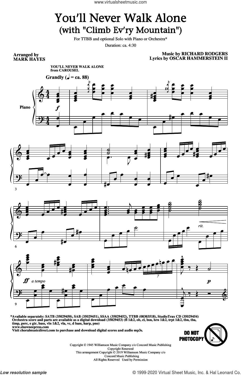 You'll Never Walk Alone (with "Climb Ev'ry Mountain") (arr. Mark Hayes)