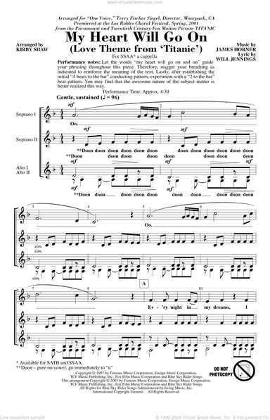 My Heart Will Go On (Love Theme From Titanic) (arr. Kirby Shaw)