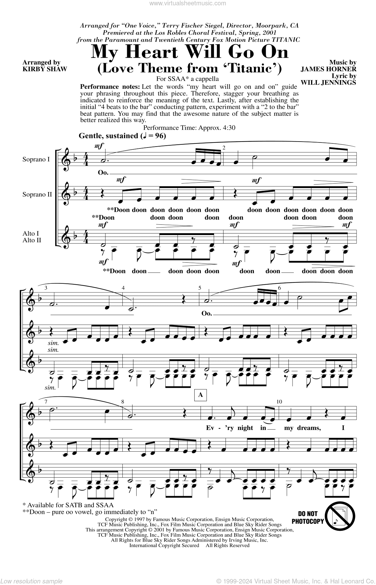 My Heart Will Go On (Love Theme From Titanic) (arr. Kirby Shaw)