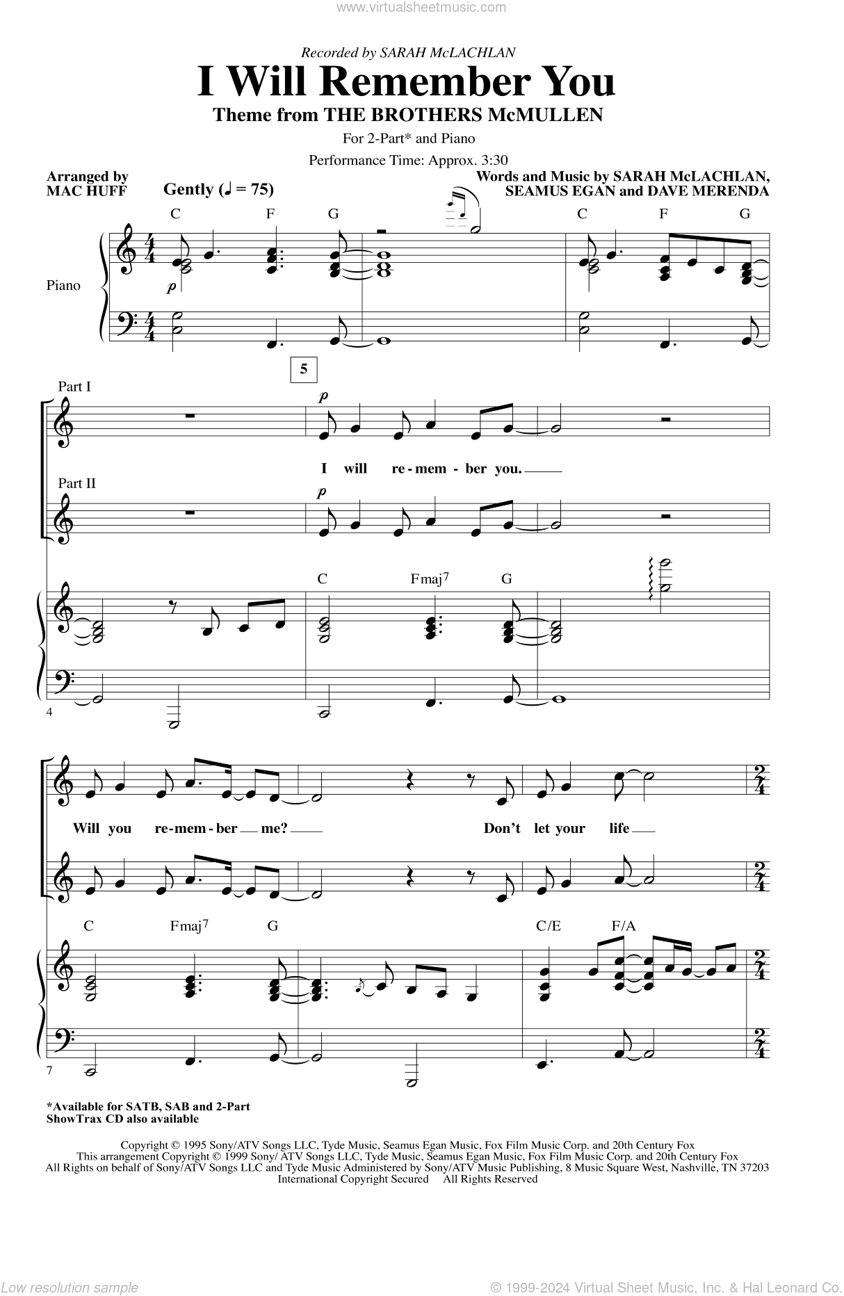 I Will Remember You (arr. Mac Huff)