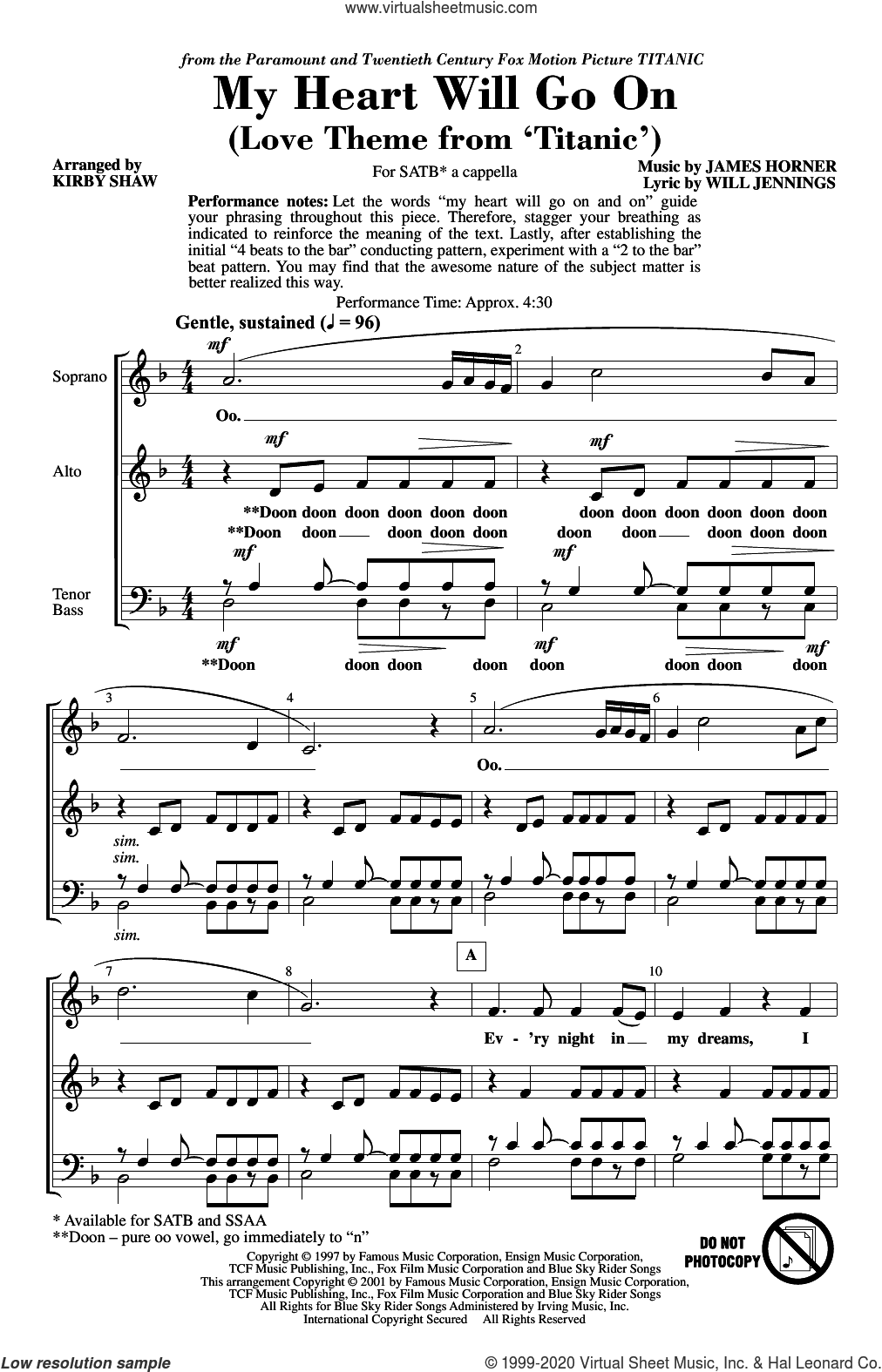 My Heart Will Go On (Love Theme From Titanic) (arr. Kirby Shaw)