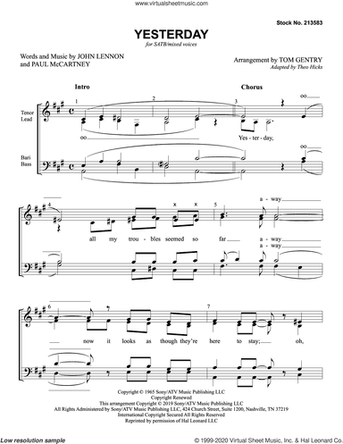 Yesterday (arr. Tom Gentry)