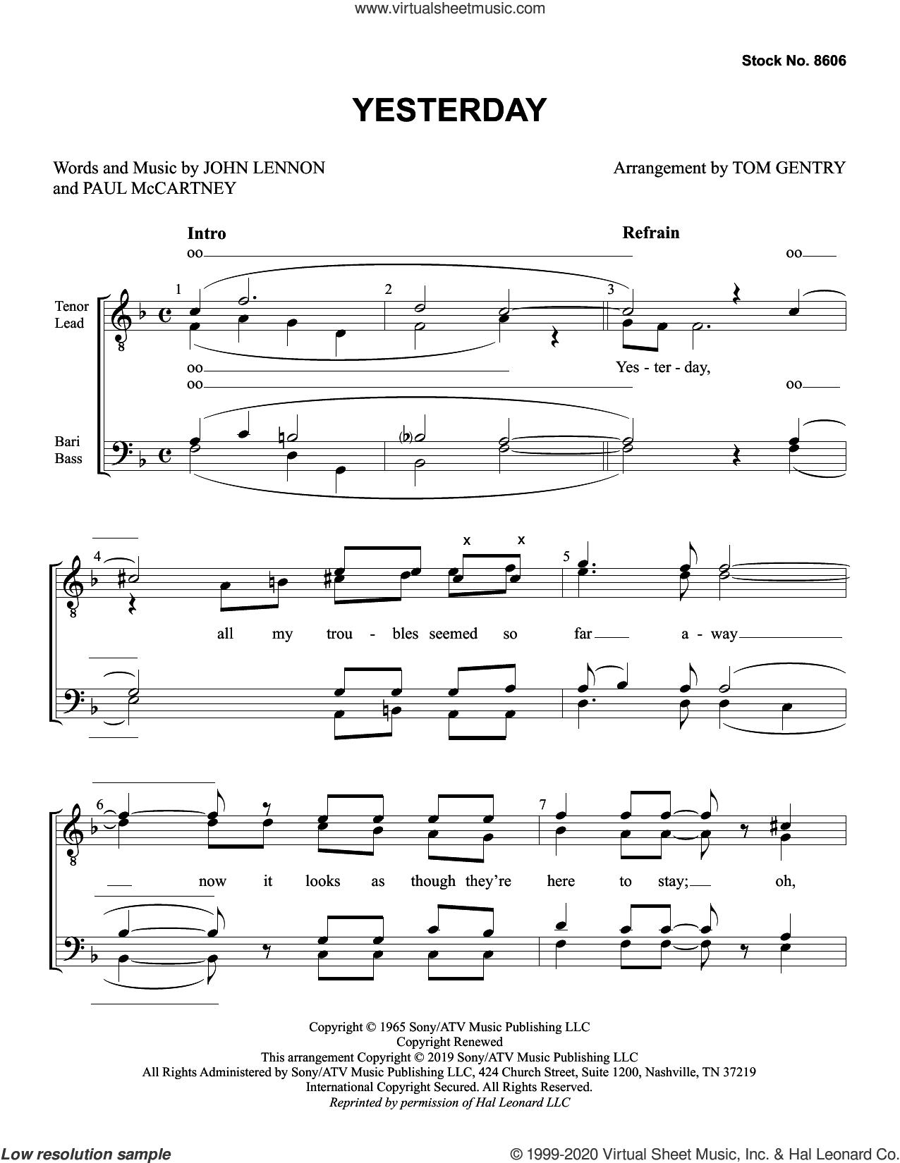 Yesterday (arr. Tom Gentry)