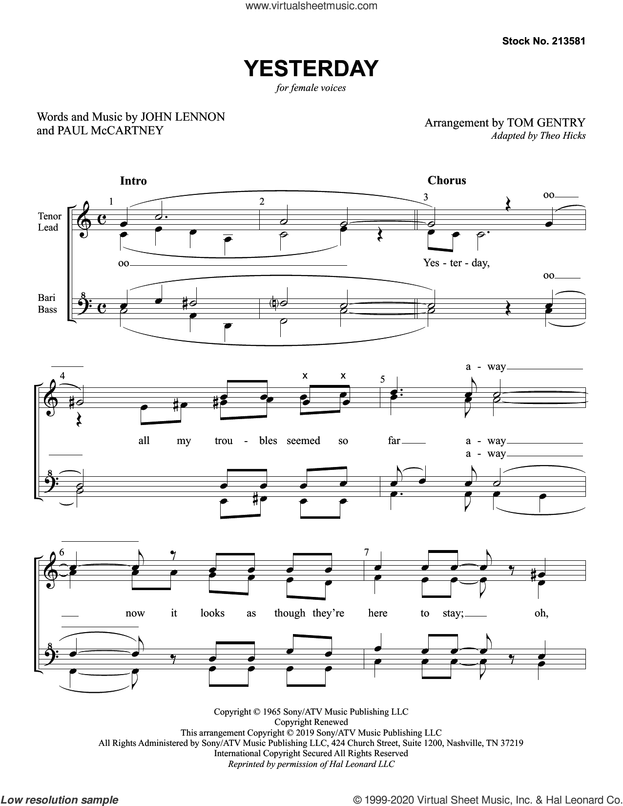 Yesterday (arr. Tom Gentry)