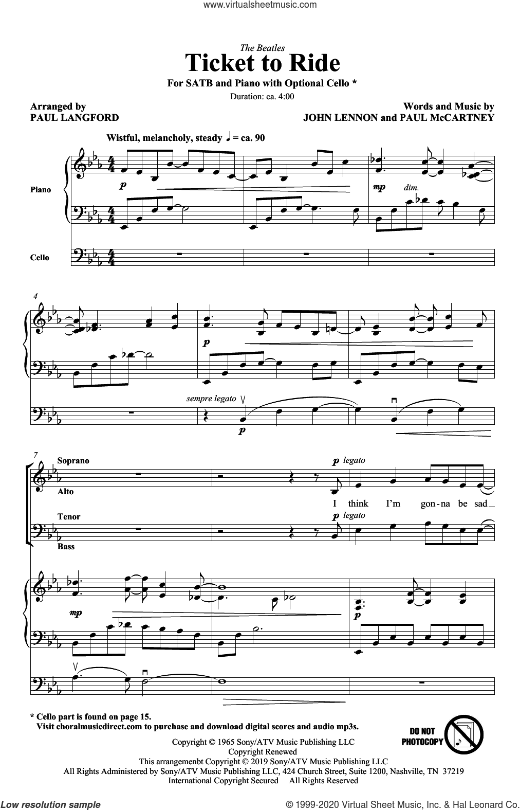 Ticket To Ride (arr. Paul Langford)