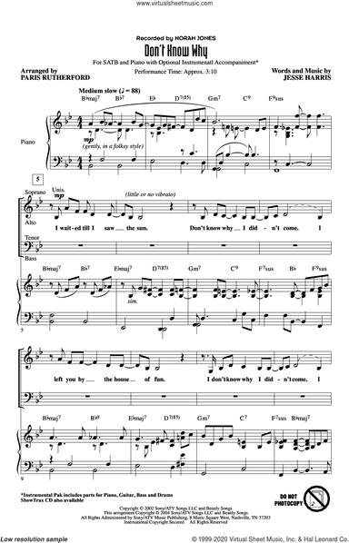 Don't Know Why (arr. Paris Rutherford)