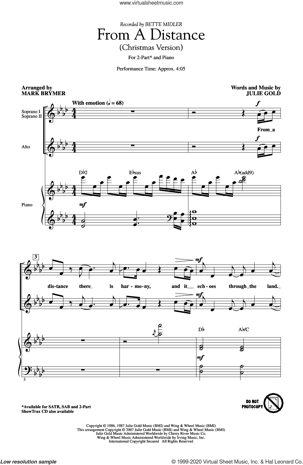 From A Distance (Christmas Version) (arr. Mark Brymer)