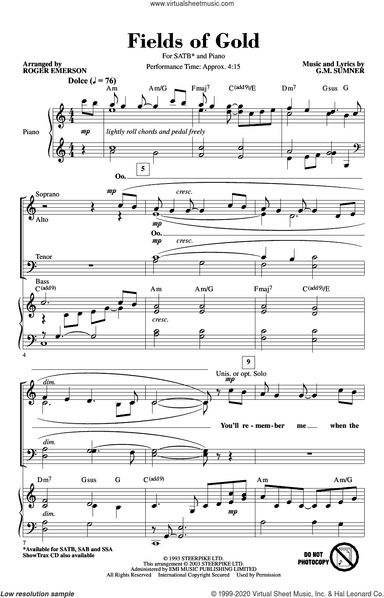 Fields Of Gold (arr. Roger Emerson)