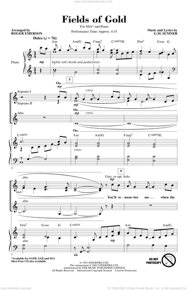 Fields Of Gold (arr. Roger Emerson)