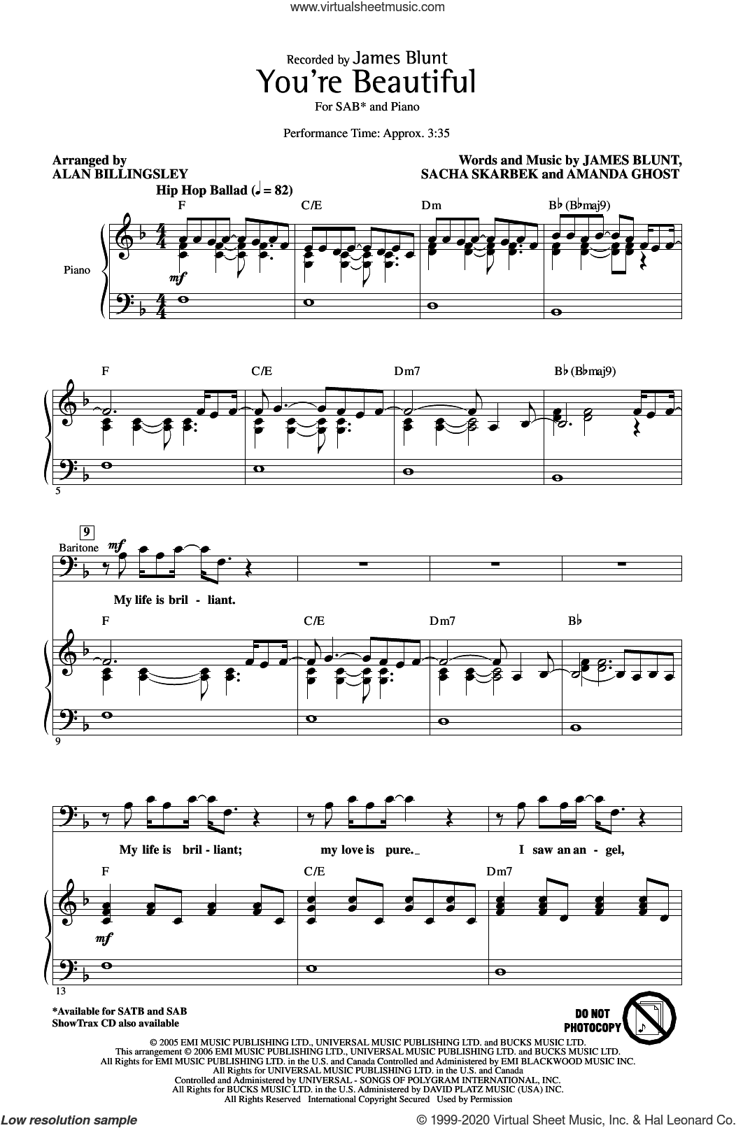 You're Beautiful (arr. Alan Billingsley)