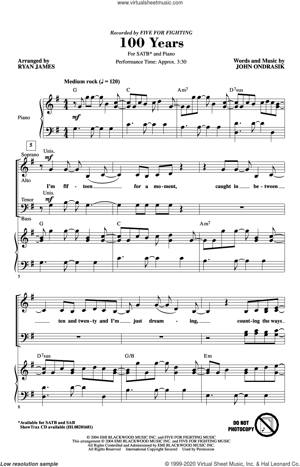 100 Years (arr. Ryan James)