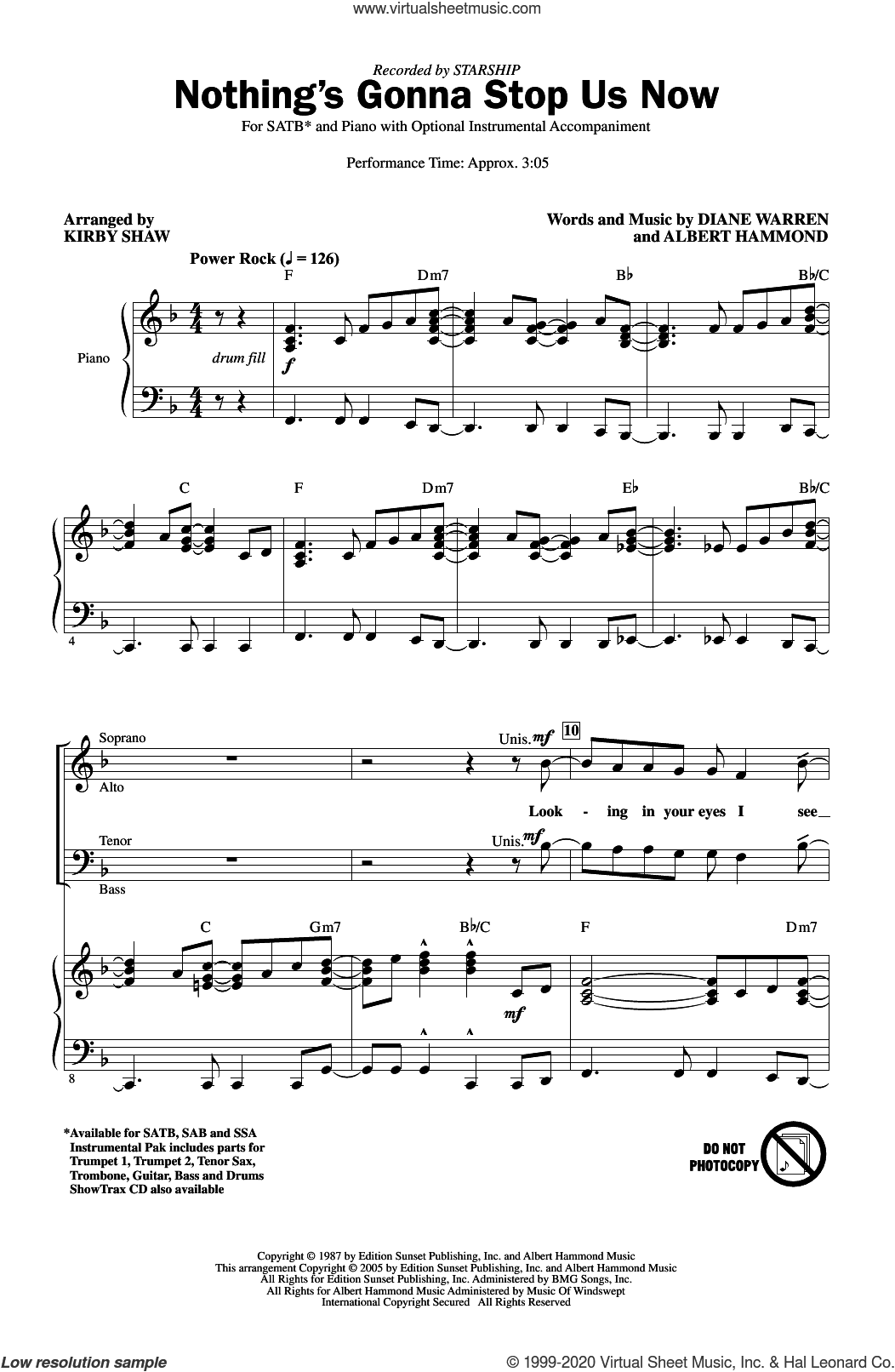 Nothing's Gonna Stop Us Now (arr. Kirby Shaw)