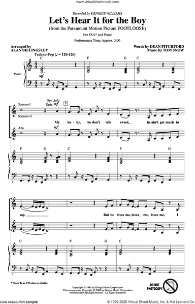 Let's Hear It For The Boy (from Footloose) (arr. Alan Billingsley)