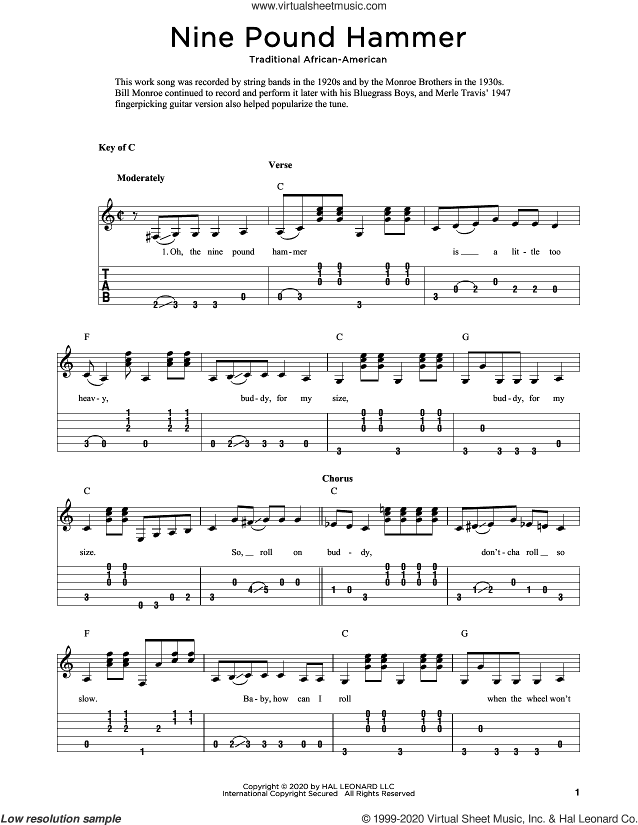 Nine Pound Hammer (arr. Fred Sokolow)